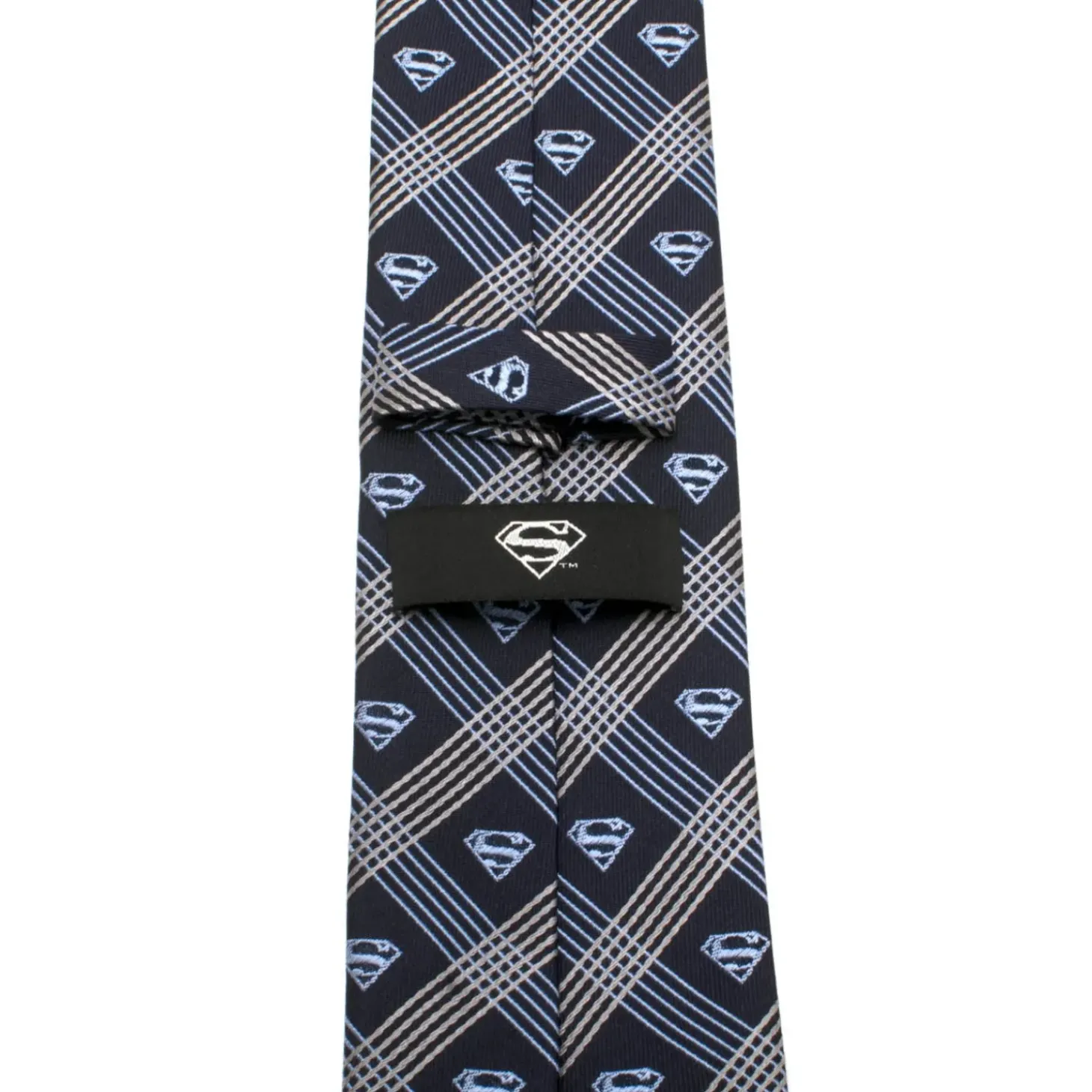 DC Comics Superman Shield Navy Plaid Mens Tie
