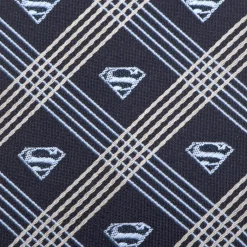 DC Comics Superman Shield Navy Plaid Mens Tie
