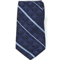 DC Comics Superman Stripe Pattern Blue Silk Men's Tie