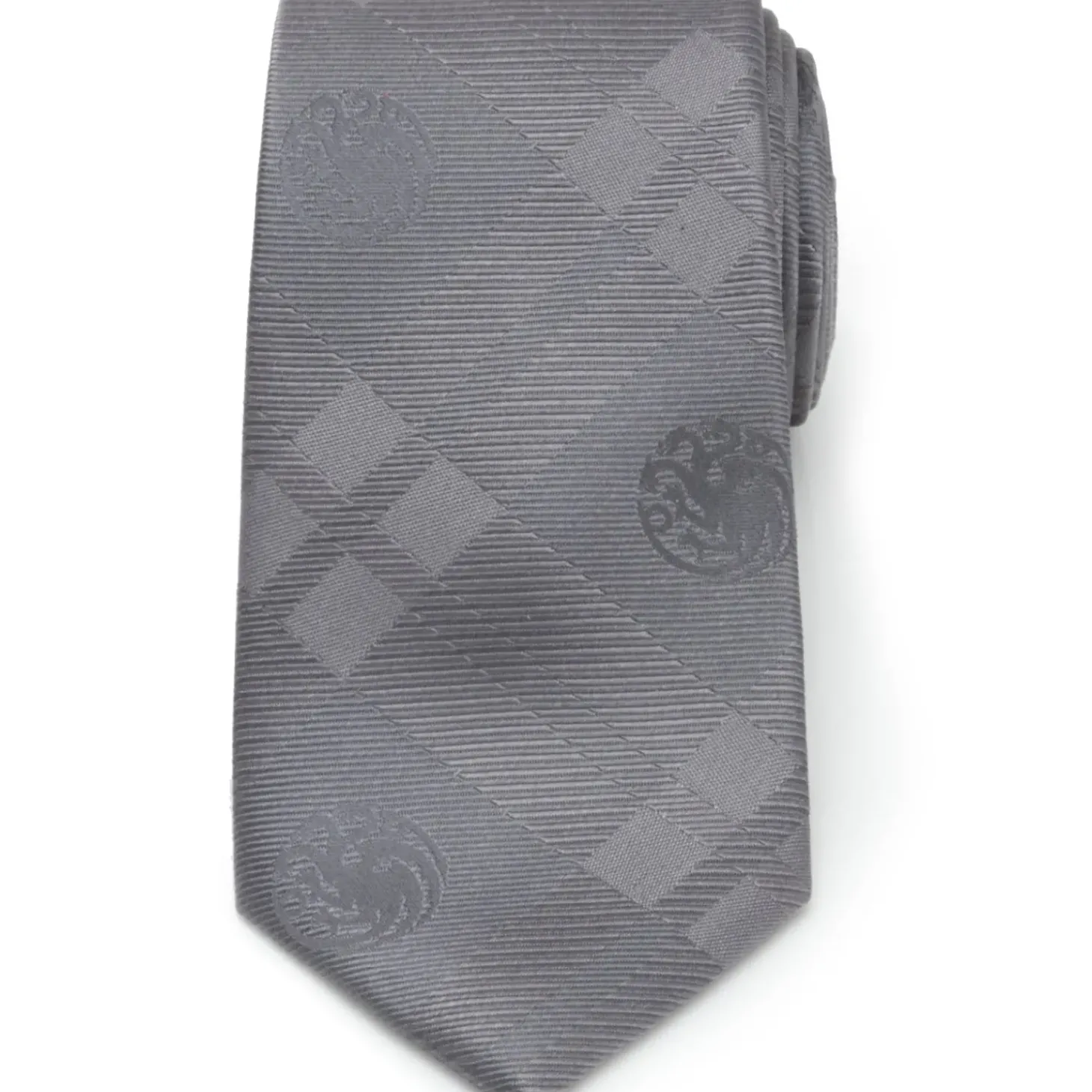 Game of Thrones Targaryen Dragon Gray Plaid Silk Men's Tie