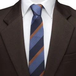 Ox and Bull Trading Co. The Andrew Tie (Blue Orange Stripe Men's Tie)