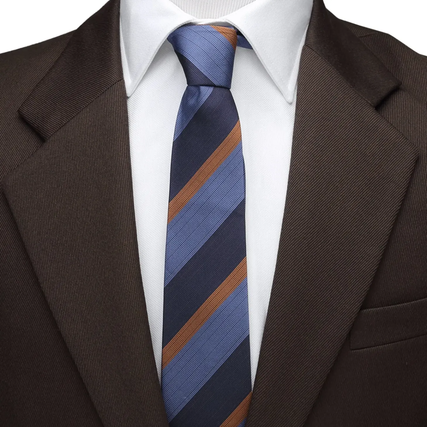 Ox and Bull Trading Co. The Andrew Tie (Blue Orange Stripe Men's Tie)