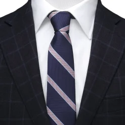 Ox and Bull Trading Co. The Travis Tie (Navy Pink Stripe Men's Tie)