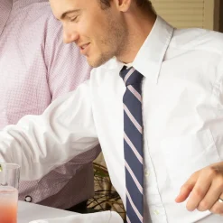 Ox and Bull Trading Co. The Travis Tie (Navy Pink Stripe Men's Tie)