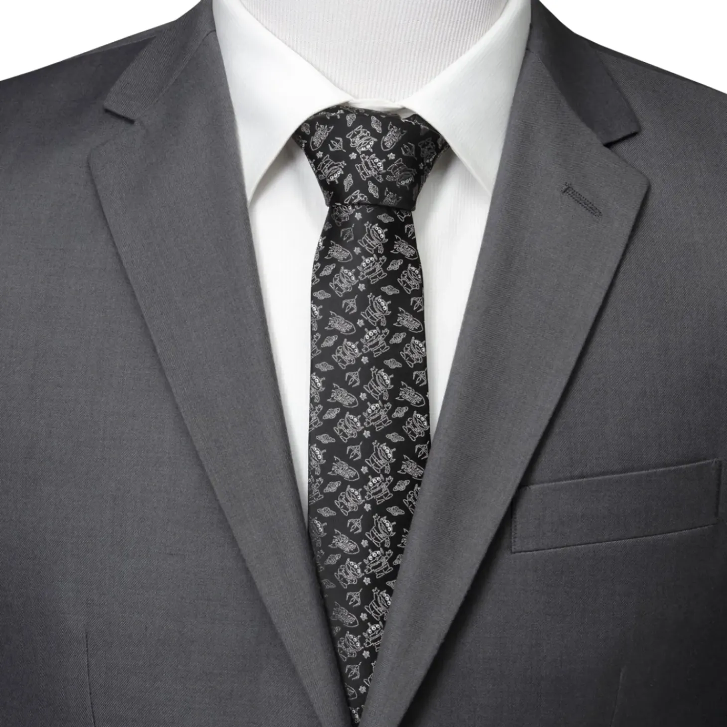 Disney Toy Story Alien Print Black Men's Tie