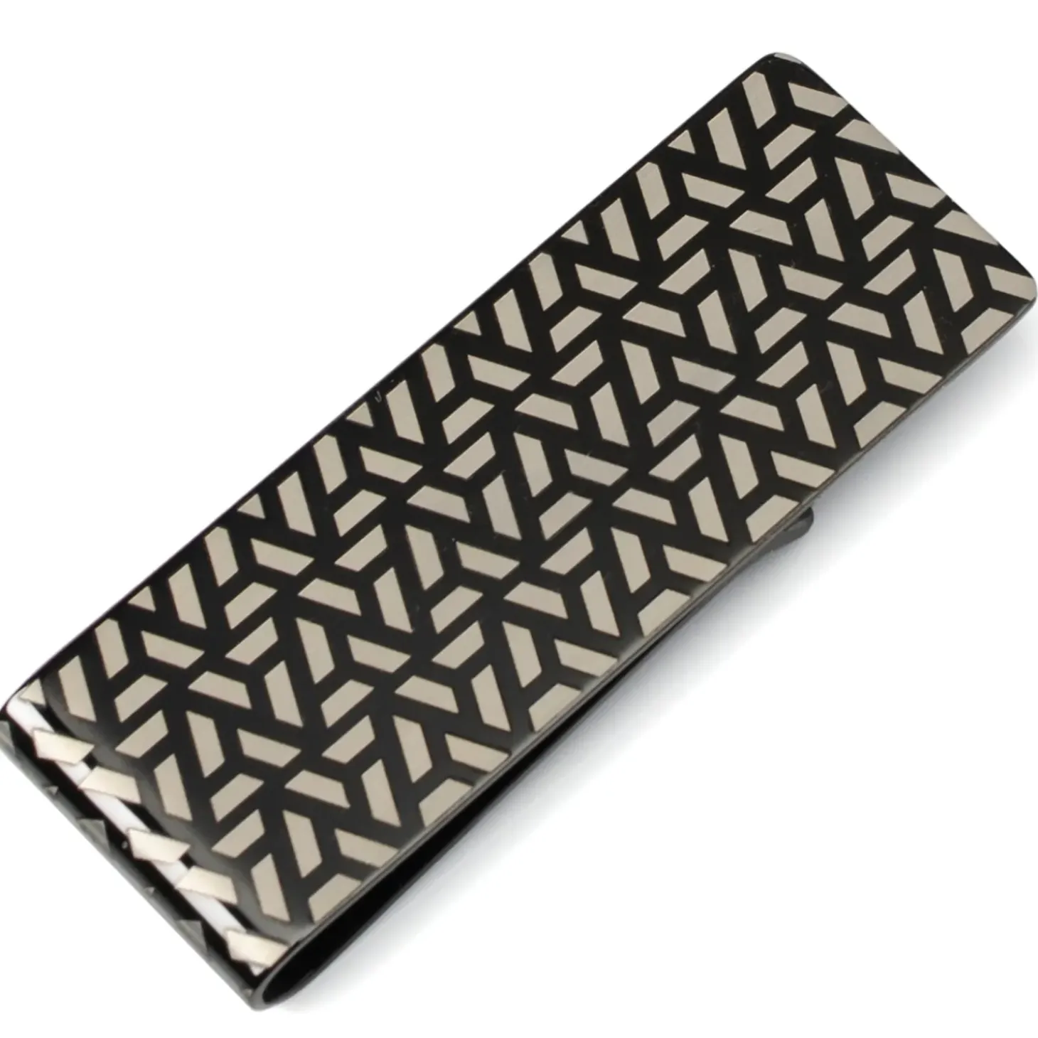 Ox and Bull Trading Co. Treaded Geometric Stainless Steel Gunmetal Engravable Money Clip