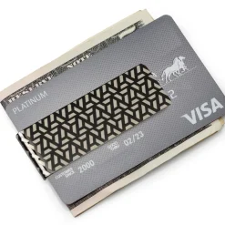 Ox and Bull Trading Co. Treaded Geometric Stainless Steel Gunmetal Engravable Money Clip