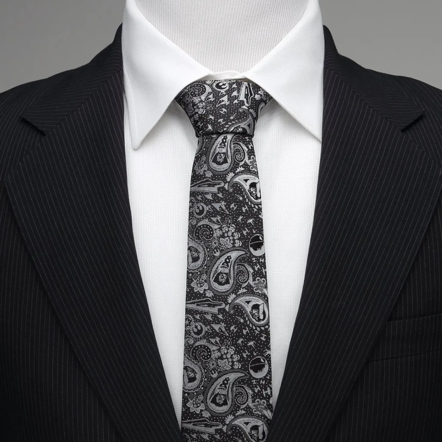Star Wars Vader Paisley Black and White Men's Tie