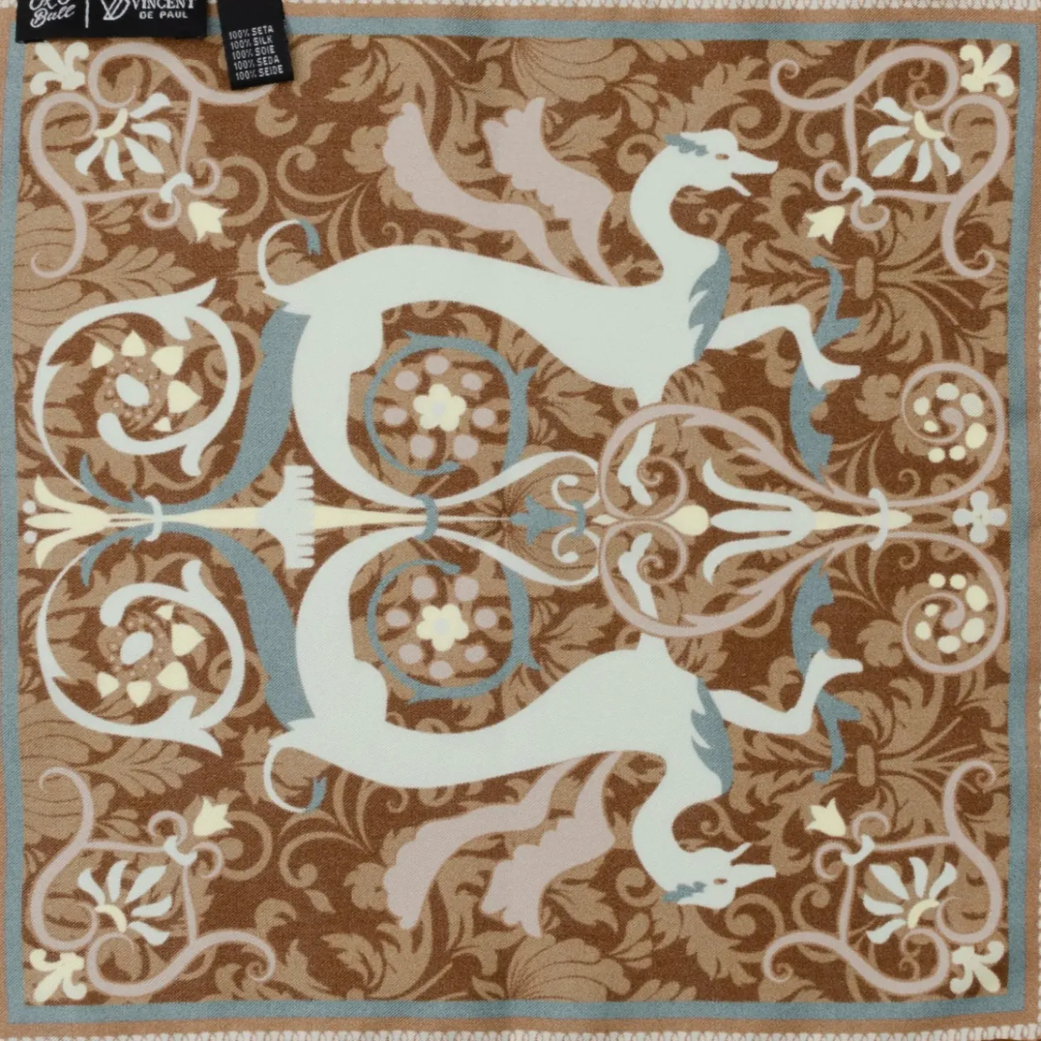 Ox and Bull Trading Co. VDP Biltmore Renaissance Revival Brown Pocket Square
