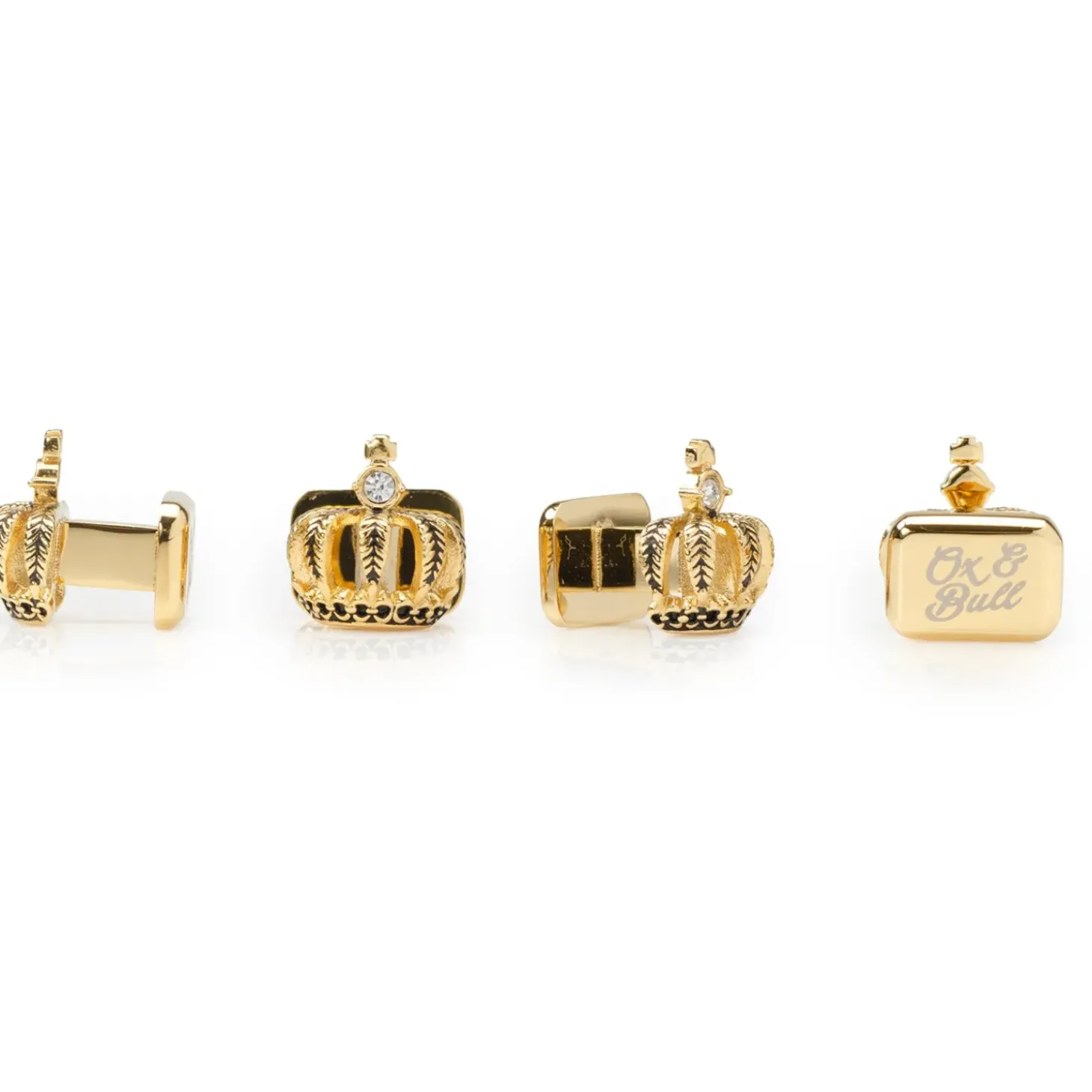 Ox and Bull Trading Co. VDP 3D Crown Gold Crystal Stud Set