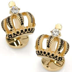 Ox and Bull Trading Co. VDP 3D Crown Royal Gold Stainless Cufflinks
