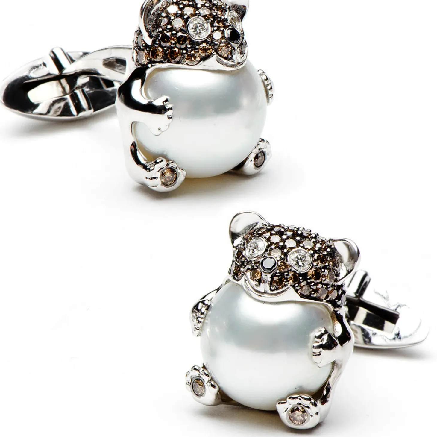 Jacob & Co. White Gold Bear with White South Sea Pearls & Brown Diamonds