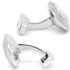 Tateossian White Mother of Pearl Bullseye Semi Precious Cufflinks Palladium Plated