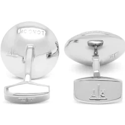 Tateossian White Mother of Pearl Bullseye Semi Precious Cufflinks Palladium Plated