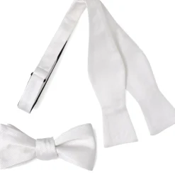 Ox and Bull Trading Co. White Silk Self Bow Tie