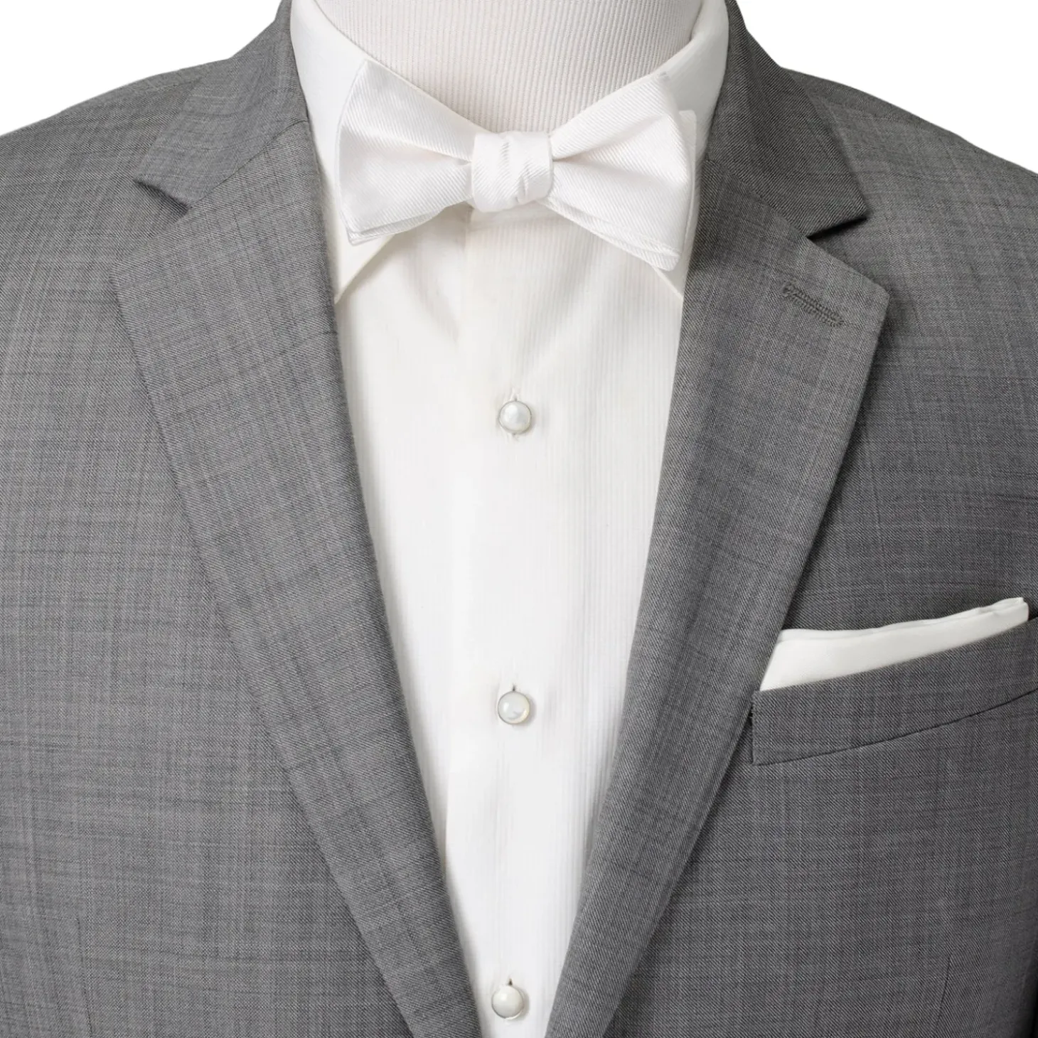 Ox and Bull Trading Co. White Silk Self Bow Tie