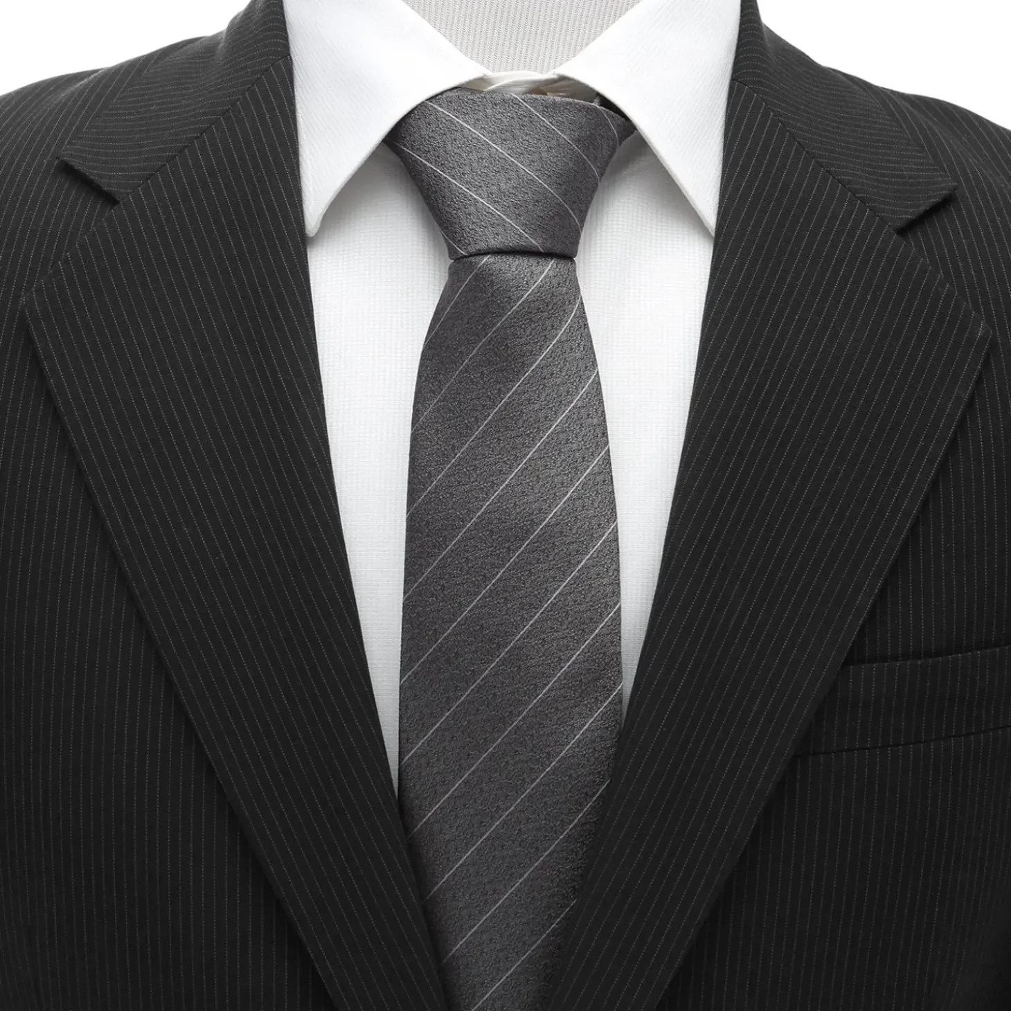Ox and Bull Trading Co. Woven Gray Stripe Men's Tie