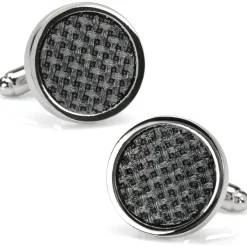 Ox and Bull Trading Co. Woven Metal Black Cufflinks