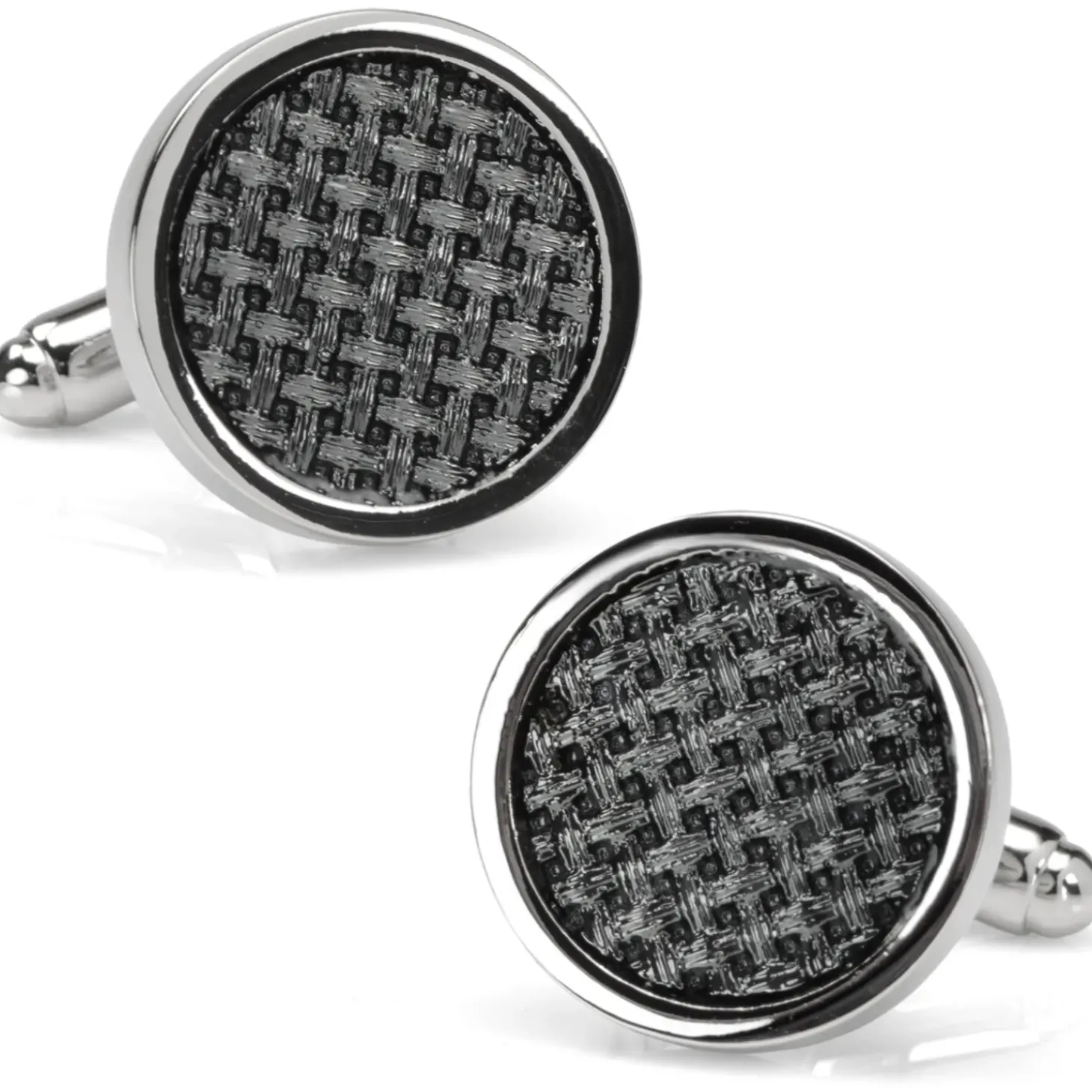 Ox and Bull Trading Co. Woven Metal Black Cufflinks