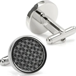 Ox and Bull Trading Co. Woven Metal Black Cufflinks