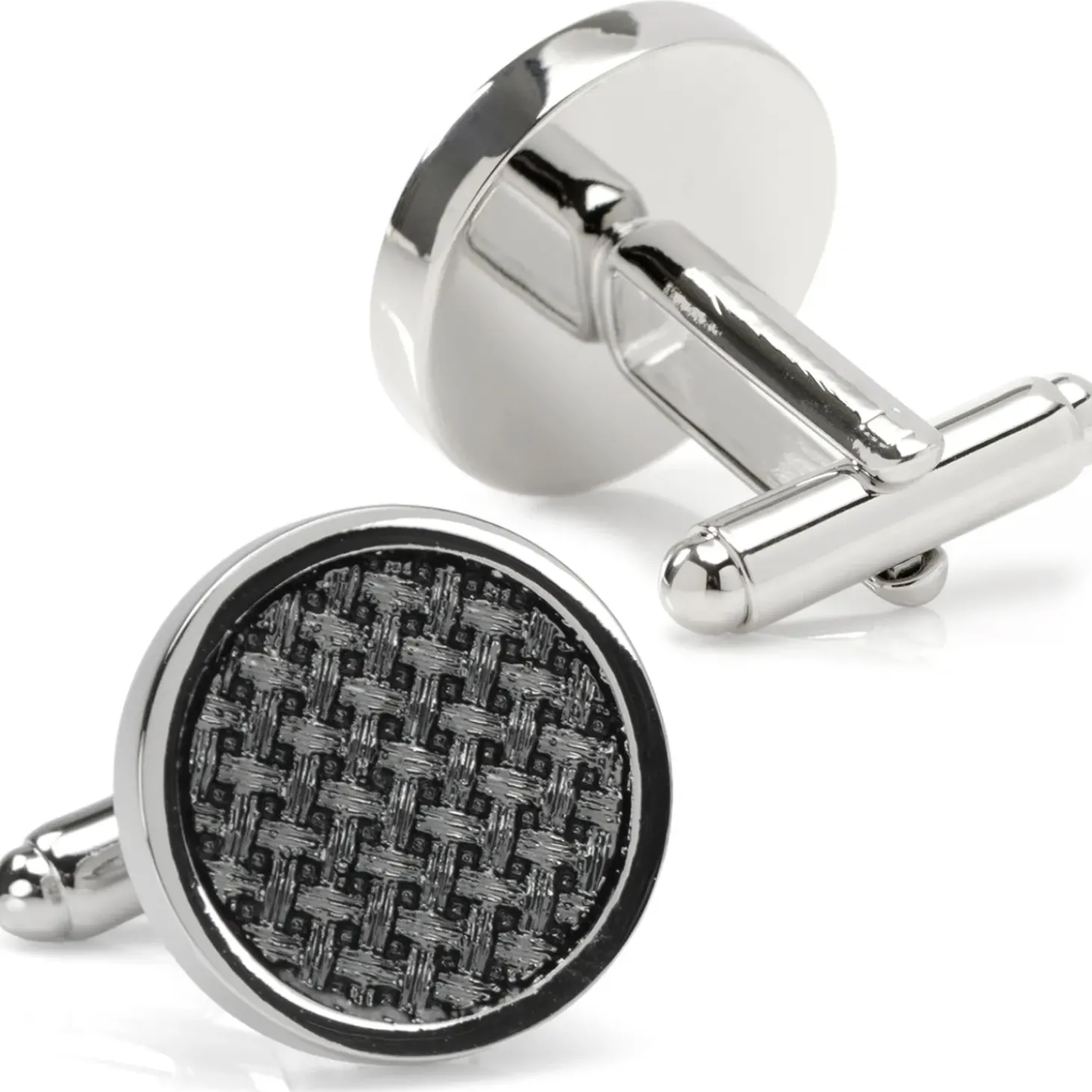 Ox and Bull Trading Co. Woven Metal Black Cufflinks